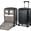 CENSIEN Expandable Carry On Luggage Airline Approved, 20 Inch Lightweight ABS+PC Hard Shell Suitcases with Front Pocket, Spinner Wheels, TSA Lock (Black, 1PC)