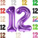 KatchOn, Huge Purple 12 Balloon Number - 40 Inch | Purple Number 12 Balloons, Purple 12th Birthday Decorations for Girls | Birthday Party Decorations