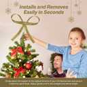 Large Metal Bow Christmas Tree Topper,9.4 Inch Glitter Gold Tree Topper,Gold Bow Christmas Tree Decorations for Xmas Home Decor Holiday Party Indoor Outdoor Shop Office