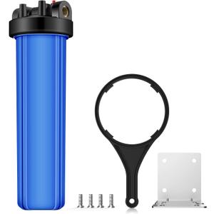 SimPure Whole House Water Filter Housing (DB20P), 20" x 4.5" Sediment Carbon Filter Universal Housing, Pre-Filtration System for Well and City Water, 1" NPT Port, Pressure Release