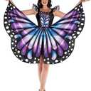 Morph Butterfly Costume Women - Adult Butterfly Wings Dress w/Headband | Purple Ombre Halloween Costume, XXXL
