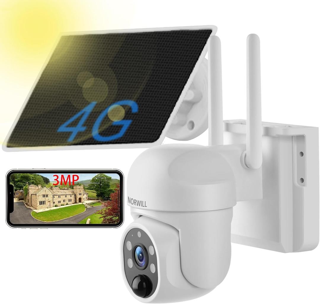 4G LTE Cellular Solar Security Camera Wireless Outdoor with AI Detection,PIR Motion Sensor,2 Way Talk,Built in SIM Card,360° Live View,2K Color Night Vision,No WiFi Solar Powered Camera