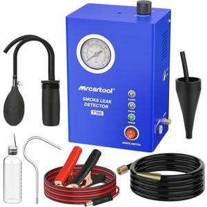MR CARTOOL T100 Smoke Machine Leak Detector Automotive EVAP Smoke Leak Tester with Built-in Air Pump&Pressure Gauge, Leak Diagnostic Detector Tools Kit for All DC 12V Vehicles (Upgraded T100)