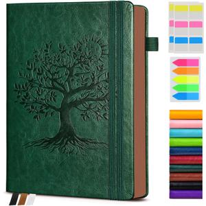 Vintage Leather Journal - 300 Page Lined Journal Notebook with Numbered Pages,A5 Notebook for Women Men,Travel Diary,Daily Journal for Writing, Note Taking, School & Work (5.8" x 8.3") (Green)
