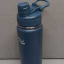 Insulated Water Bottle with Silicone Boot (36hrs Cold/18hrs Hot) - DIY Stickers, Leakproof, BPA Free, 24 oz [2-IN-1 LID] (Cyan)