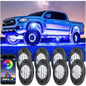 8 Pods RGB LED Rock Lights, Underglow Multicolor Neon Light Kit Wheel Well Light with APP Control & Music Mode, Under Glow Lights for Trucks,Jeep,SUV,Golf Cart,ATV,Pickup Off Road,12 V