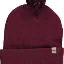 Minus33 Midweight Everyday Knit Cuff Pom Beanie - 100% Merino Wool Winter Hat (One Size, Burgundy With Black and Burgundy Pom)