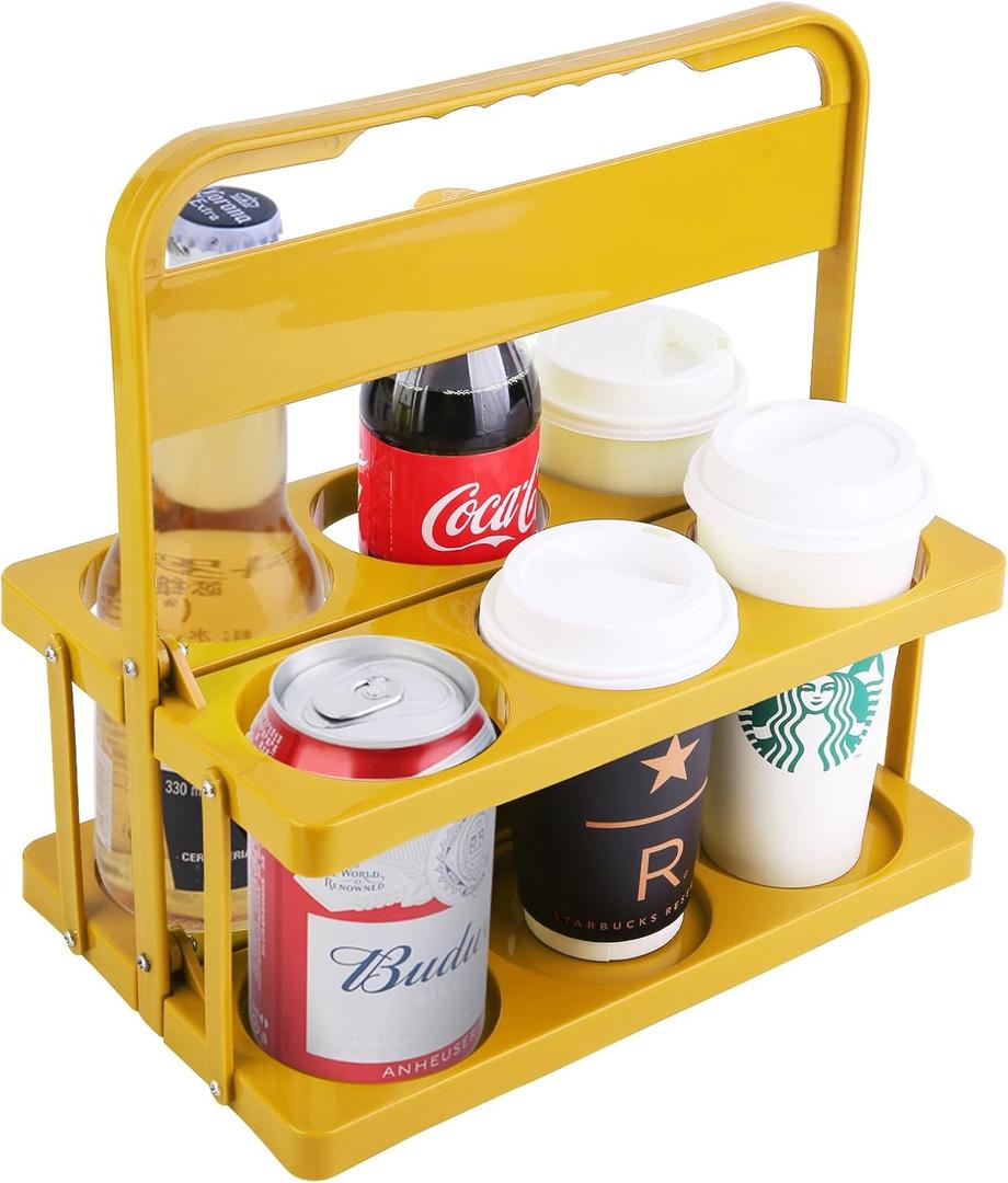 musbus Reusable Drink Carrier with Handle, Yellow,1PK, 6Cup