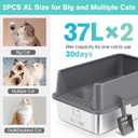 2PACK Stainless Steel Cat Litter Box with High Sides Lid, Extra Large XL Litter Box for Big Cats, Metal Kitty Litter Boxes with Anti-Leakage Enclosure,Non-Stick,Odorless, Scoop Included
