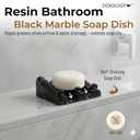 DOXOLOGY Black Marble Soap Dish Bathroom Organizer - Resin Soap Dish with Rectangular Design 3.7" L x 2.8" W - Self Draining Soap Dishes Keeps Countertop Neat - Marble Look Soap Tray for Sink