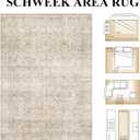 Schweek 8x10 Area Rug Beige Washable Neutral Vintage Distressed Rugs Large Non-Slip Living Room Area Rugs, Soft Low Pile Carpet Indoor Mat Throw Rug for Bedroom Dining Room Office Nursery