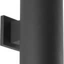 Progress Lighting 6-Inch Cylinder Outdoor Wall Sconce, 2-Light Modern Wall Mount Up and Down Lights, Interior and Exterior Lighting for Home or Porch, Aluminum Construction, Black (P5642-31), 6-Inch Width x 18-Inch Height