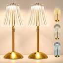 2 Pack Touch Cordless Table Lamp Rechargeable, 3600mAh Battery Operated Small Crystal Lamp, 3 Color Dimmable Vintage Gold Table Light for Bedroom/Kitchen/Gift for Home Dcor (Art Decor)