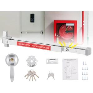 Commercial Door Push Bar Panic Exit Device with Alarm Exterior Lever 80cm/31.5" Stainless Steel Panic Bars for Exit Doors Emergency Exit Panic Door Hardware with 6 Keys for 31”-47” Wood Metal Doors