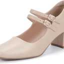 IDIFU IN2 Mary Jane Shoes Women Dress Shoes Women's Pumps Chunky Low Block Heels Square Closed Toe Strappy Wedding Business Bride Comfortable Short Graduation Two Strap Cute Vintage Heels Pumps Shoes, Size 9