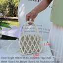 SHESRA Luxury Pearl Bag Chain Bag Purse Bags, Artificial Pearl Clutch Handmade Bags Evening Bags for Wedding Bridal Party Travel 5.1x5.9in