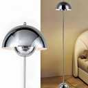 COSYLUX Modern Floor Lamp for Living Room, Industrial Tall Standing Lamp for Bedroom, Metal Shade Reflecting Light Reading Floor Lamp for Office, Nursery Room, Corner(Chrome)