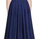 Miusol Women's Elegant Sequin Lace Contrast Chiffon Split Style Evening Party Maxi Dress (Medium, Navy Blue)