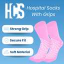 HCS Non-Slip Hospital Socks with Grips for Women & Men (6 Pairs) - 360 All-Around Tread Non-Slip Sock for Elderly/Seniors - Hospital Grip Socks, Fall Risk Patient Slippers (Pink, Regular)