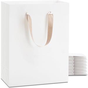 YACEYACE Large White Gift Bags, 20Pcs 10x5x13 Inch Large Size Paper Gift Bag with Handles Bulk, Large Gift Bags for Wedding,Party, Birthday, Boutique