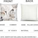 4 x COMMINY Brown White Grey Pillow Covers 18x18 Set of 6 Flower Throw Pillow Cover for Couch Modern Decorative Watercolor Floral Cushion Cover for Sofa Bedroom Living Room Farmhouse Home Decor