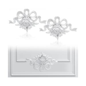 Pangda Corner Wall Molding French Style Wainscoting Panels Flora Moulding Corner Panel Wall Molding Kit for Cabinet Picture Frames Decor, Not Include Glue(2 Pcs,Coquette Bow Style)