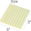 Vanpad Lined Sticky Notes 3x3 Inches, Light Yellow Ruled Self-Stick Pads, Easy to Post for Home, Office, Notebook, 8 Pads/Pack