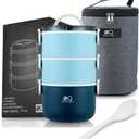 Bento Box Adult with Insulated Lunch Bag & Utensils, 81oz Large Capacity Leakproof 3 Stackable Lunch Box Containers for Adults Men Women Dining Out, BPA-Free & Microwave Safe Bento Lunch Box, Blue