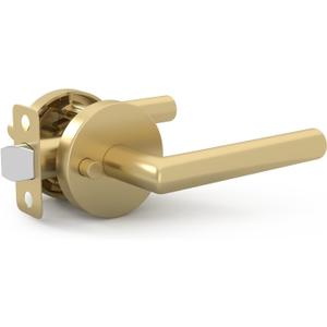 Mega Handles Ronn Privacy Lever & Lock Door Handle Set for Hallway, Closet and Bathroom, Keyless Lock, Heavy Duty Door Levers, Fits All Standard Door Sizes, Screws Included - Satin Brass (1 Pack)