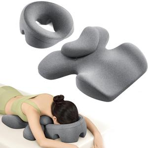 Massage headrest for Bed, a Chest and face Support Sleep Pillow, is Suitable for Massage, SPA and Sleep. Face Down for Eye Surgery After Surgery for Sleeping (Grey)