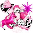 20Pcs Disco Cowgirl Balloons and Pink Foil Horse Balloon, 12 Inch Pink Cow Print Balloons for Disco Cowgirl Party Decorations, Western Cowgirl Birthday Decorations