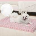 Washable Dog Bed Mat Crate Pad Soft Fluffy Pet Kennel Beds Dog Sleeping Mattress for Large Jumbo Medium Small Dogs, 29 x 18 Inch, Pink