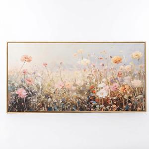 Colorful Flower Framed Canvas Wall Art Set, Watercolor Daisy Floral Wall Decor, Wildflower Green Leaf Wall Painting, Multicolour Botanical Art Print for Living Room, Bedroom, Office -20"x40"