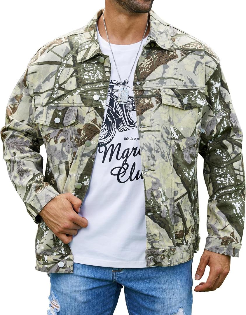 Yuanbang Camo Jackets for Men Trucker Unlined Camouflage Coats Hunting Clothes (Small)