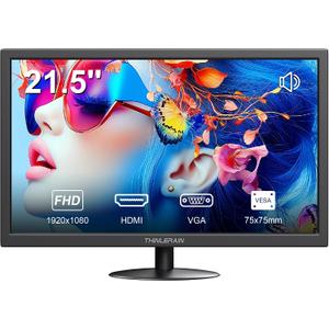 Thinlerian 21.5 Inch Computer Monitor, FHD 1080p HDMI VGA Display, External Second Screen for Laptop & PC, Home Office Monitor with Built-in Speakers & VESA Mount