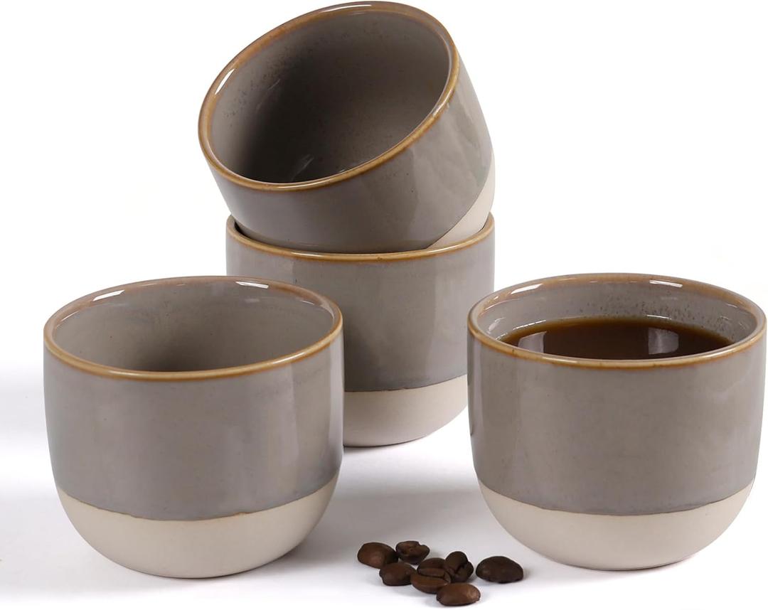 Ceramic Espresso Cups Set of 4, 5oz Espresso Coffee Mugs, Special Glazed Demitasse Cups Expresso Coffee Cup for Espresso Machine (Slate Blue)