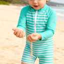 uideazone Baby Toddler Boys Zipper Rash Guard Swimsuit UPF 50+ One Piece Beach Swimwear Bathing Suits 3-36 Months (Stripe Blue)