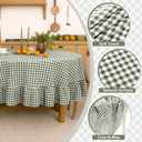 Mindsoft Green Gingham Ruffled Tablecloth 70 x 70 Inches Round Cotton Linen Checkered Table Cloth Buffalo Plaid Farmhouse Vintage Decorative Tablecover for Picnic Kitchen Dining Room Home Party