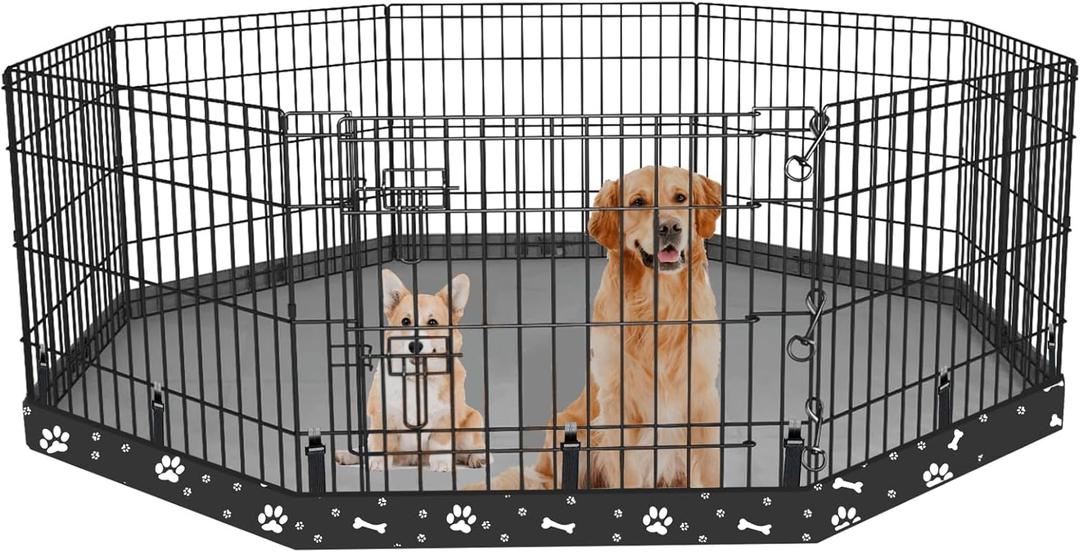 Dog Playpen Bottom Pad Fits for 24 Inch 8 Panels Regular Octagon Metal Exercise Pet Playpen, Dog Crate Pad Puppy Playpen Pad. (Note: Playpen Not Included) -Black
