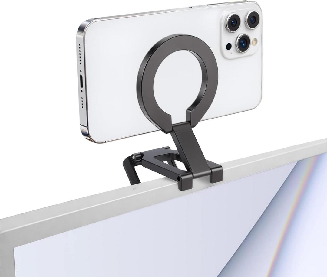 FANAUE Continuity Camera Mount for Desktop Monitor, Magnetic iPhone Webcam Stand, Adjustable Phone Holder for iPhone 17 16 15 14 13 12 Series
