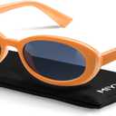 Miyya Old Money Polarized Oval Sunglasses 2025 Edition, UV400 Protection, Feather-Light Fit & Trendy Colors (Apricot/Dark Blue)