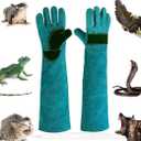 Animal Handing Gloves Bite Proof,Leather Welding Gloves,Multipurpose Puncture Proof Glove for Dog,Cat,Reptile,Snake (23.6 inches, Blue+Black)