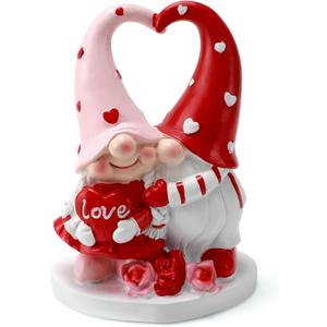 Valentines Gnomes Decor - Valentine Gnome Figurines Decorations for Home Table Ornaments Sweet Valentines Gifts for Him Her (Red-pink)