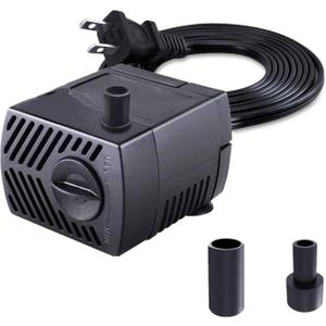 3 x 90 GPH (350L/H) Mini Submersible Pump, 4W Small Fountain Pump for Aquariums, Tabletop Fountains, Pet Waterers & Indoor/Outdoor Water Features (90GPH)