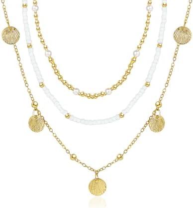 Charm Necklace Set for Women Beaded Necklace Summer Necklace Boho Necklace Beach Necklace Christmas Jewelry Present for Women Halloween Necklaces Jewelry