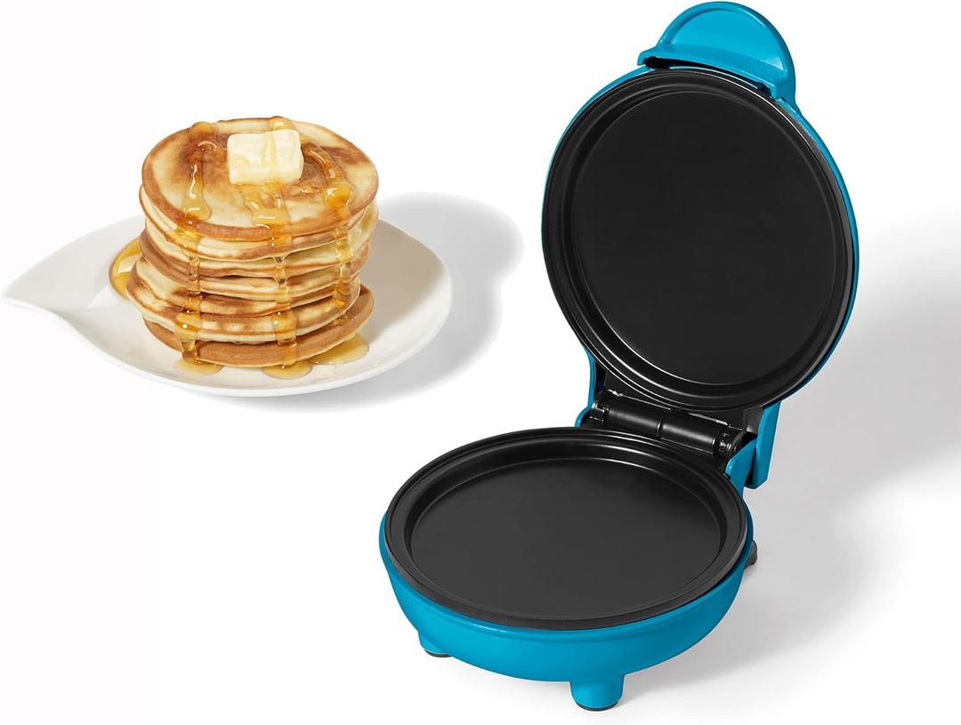 Starfrit Electric Mini Pancake Maker 4" Non-Stick Cooking Surface Easy to Use & Clean 300W, Blue