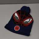Marvel Spider-Man Kids Winter Hat and Snow Gloves for Boys and Toddlers, 2 Pc. Set, Pom-Pom Beanie with Warm Mittens (Black/Red/Blue)