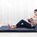Leewadee 3-Fold Mat XXL with Triangle Cushion – Firm TV Pillow, Foldable Mattress with Cushion Made of Kapok, 67 x 31 inches, Brown Red