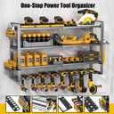 MOOMSINE Large Power Tool Organizer Wall Mount, 4-Tier Heavy Duty Metal Storage Rack Loads 400lbs, Battery Tools Hanger with 8 Cordless Drill Holder for Garage, Workshop, Pegboard, Shed, 32 Inch（4 Tier Extra Tall）