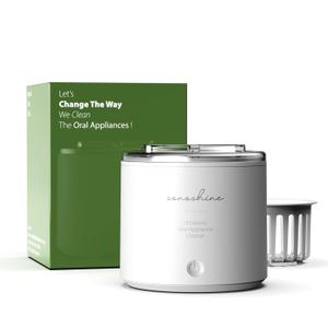 Ultrasonic Retainer Cleaner  Auto-Adjust 39-48kHz Electric Cleaner for Aligner, NightGuard, Mouth Guard, Denture & More | Easy & Quiet (White)